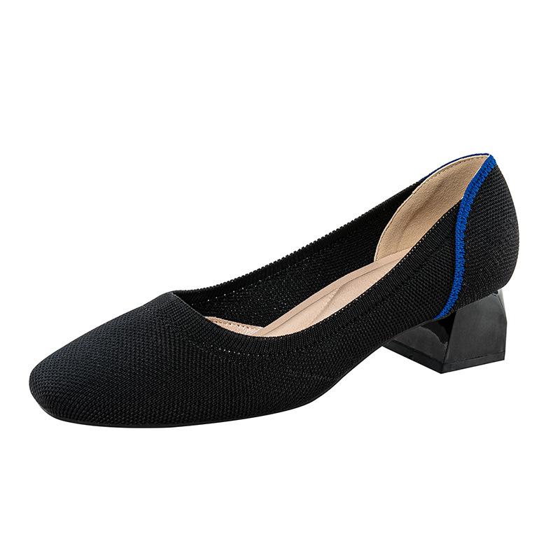 1509 Classic Low-Cut Chunky Heel Square Toe Women's Versatile Casual Shoes