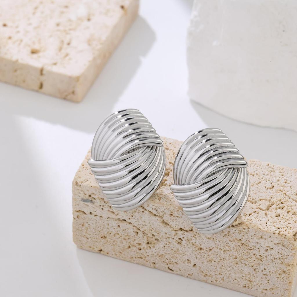 Geometric Personality Design Spiral Earrings Fashion Temperament Titanium Steel Earrings Women's Versatile