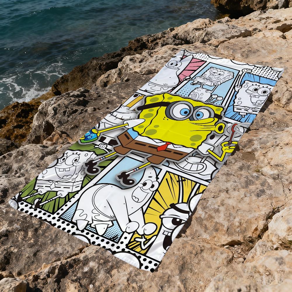 S-SpongeBob CUTE Towel Large Quick-Drying Microfiber soft S-SquarePants-s Beach Towel for Travel Fitness Sauna Bathing Camping
