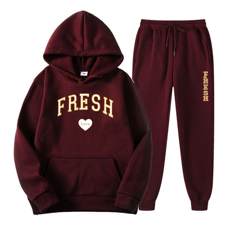 Winter New Men's Casual Sports Loose Personalized Print Youth Fashion Trend Personal Wear Hoodie Set