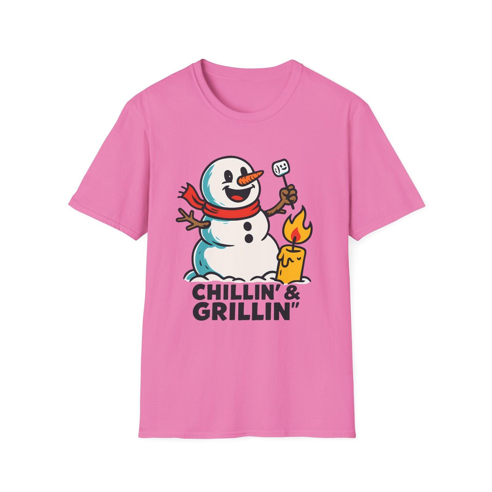 Unisex Softstyle T-Shirt Mens Womens Tees Top Snowman Roasting Marshmallow Funny Holiday Christmas XL