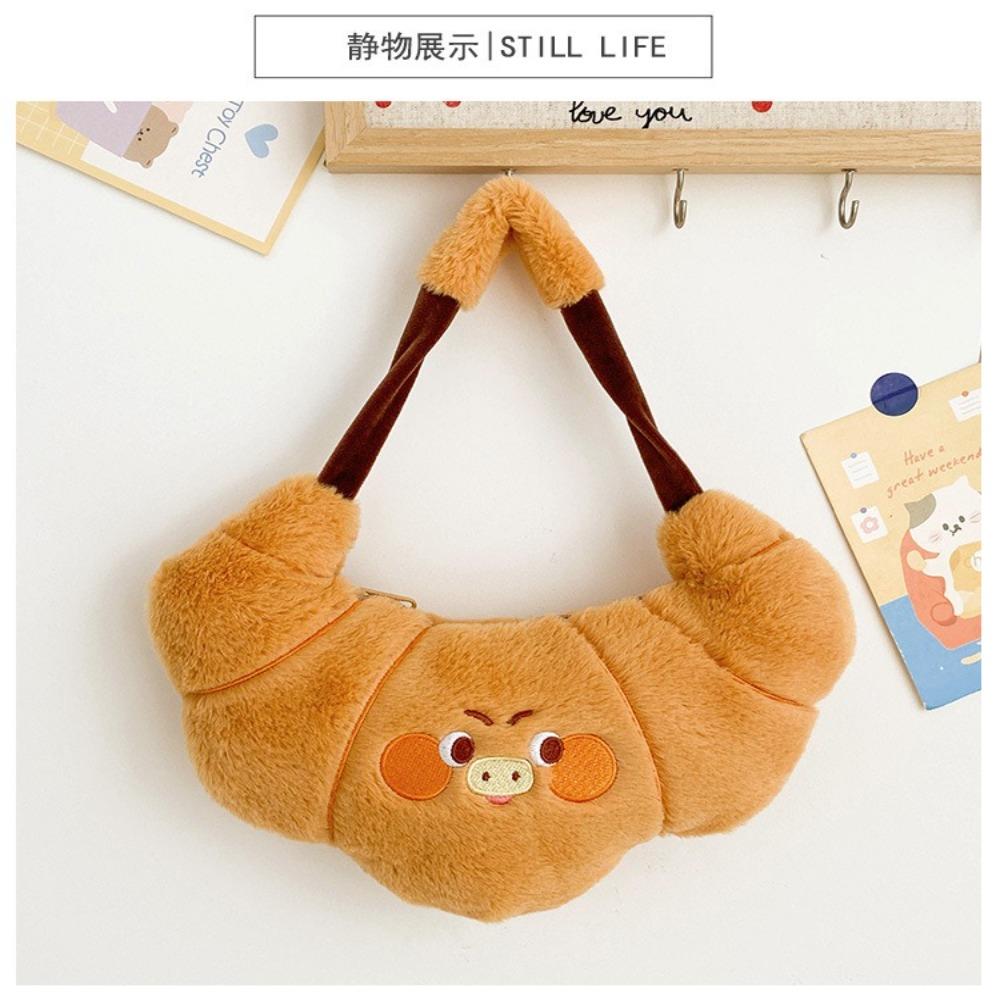 

Dumplings Croissant Bag Furry Underarm Bags Cute Tote Handbag Croissant