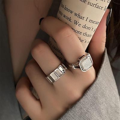 Promotion Bague de Doigt Carrée Tendance en Cristal Argent Thaïlandais Pour Femme Accessoires pour Main Ne Se Fanent Jamais Cadeaux