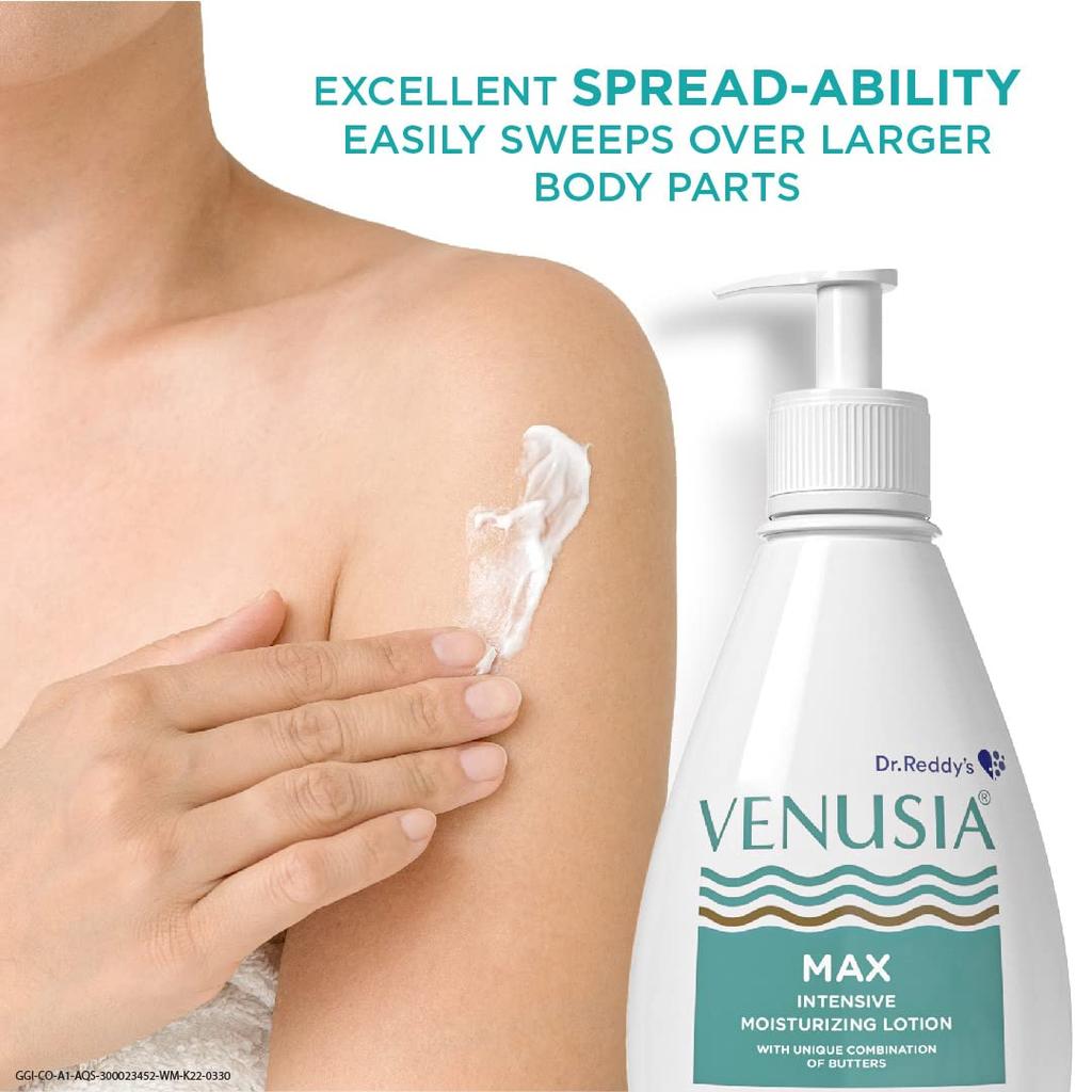 Venusia Daily Intensive Moisturizing Lotion by Dr. Reddy's for Dry Skin with Shea, Mango, Aloe & Cocoa Butter 300g