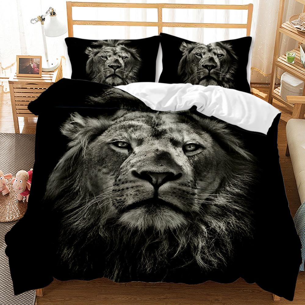 3D Wild Animal Print Brown Lion Duvet Cover Set. Available In Twin, Full, King, Queen Sizes