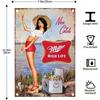 **Vintage Metal Poster, Pin Up Girl Wall Art, Bar Decor 8x12 Inch**