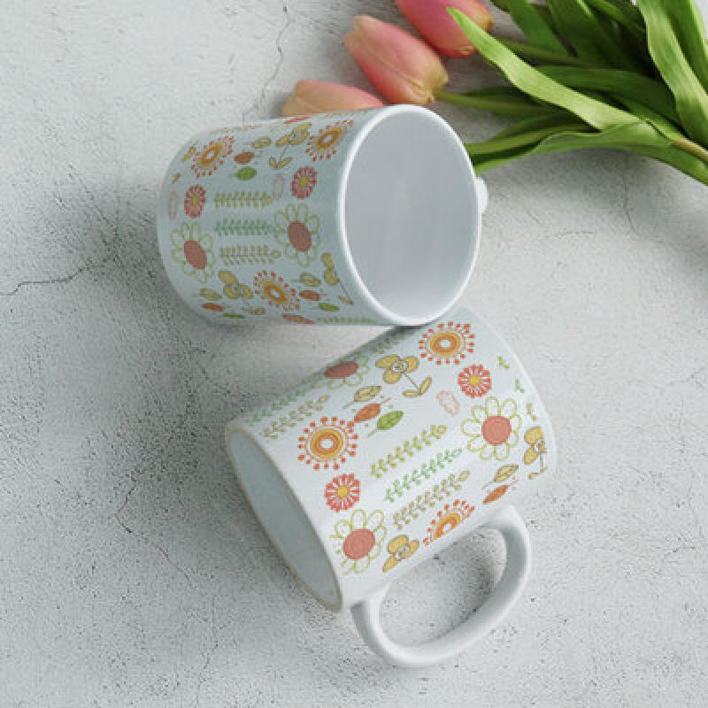 tk337-Design Mug 2p-Flower Pattern Illustration
