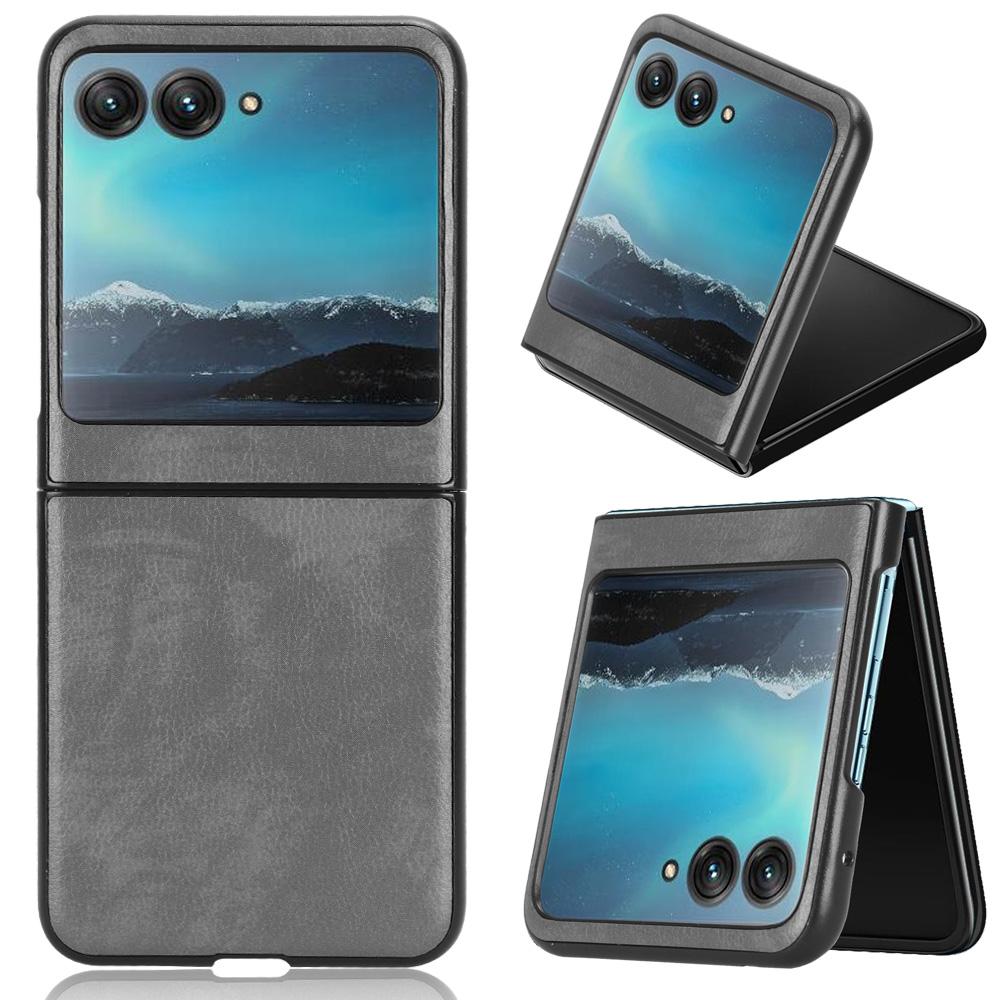 

For Motorola Razr 40 Ultra 5G Protective Phone Case PU Leather Coated PC Litchi Texture Cover Grey