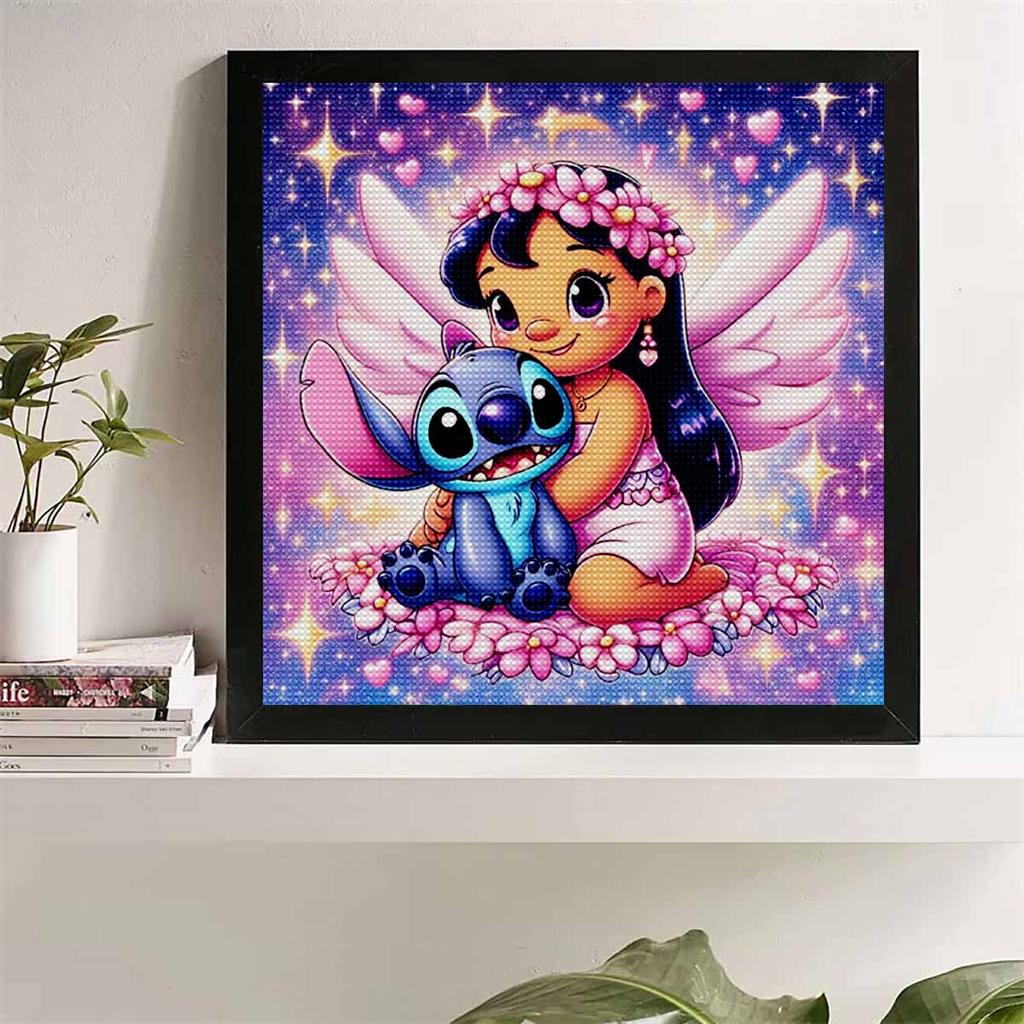 5D DIY Diamond Painting Kit, Lilo & Stitch , Adult Beginner 5D Round Diamond Embroidered Crystal Mosaic Crafts, Suitable for Home Wall Settings