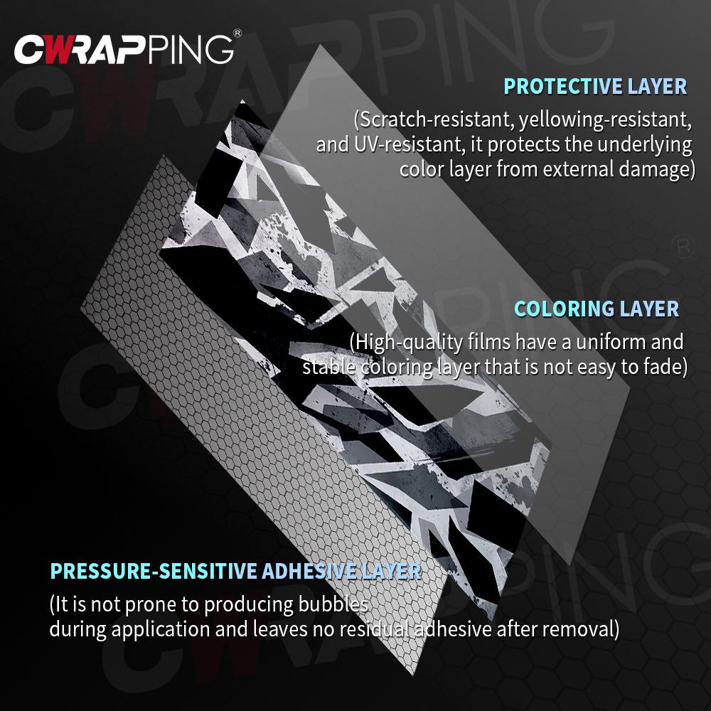 Motorcycle Body Self-adhesive Decor Stickers Black Camouflage Vinyl Protection Wrap for Car Motorcycle Decoration Accessories