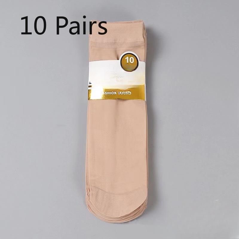 10 Pairs of Men's Summer Thin Wear Resistant Breathable Anti Hook Silk Tube Socks