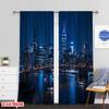 Set Of 2 Flat Printing Window Treatment Curtains Skyline Durable Polyester Fabric Without Electricity Festive Backdrops Curtain