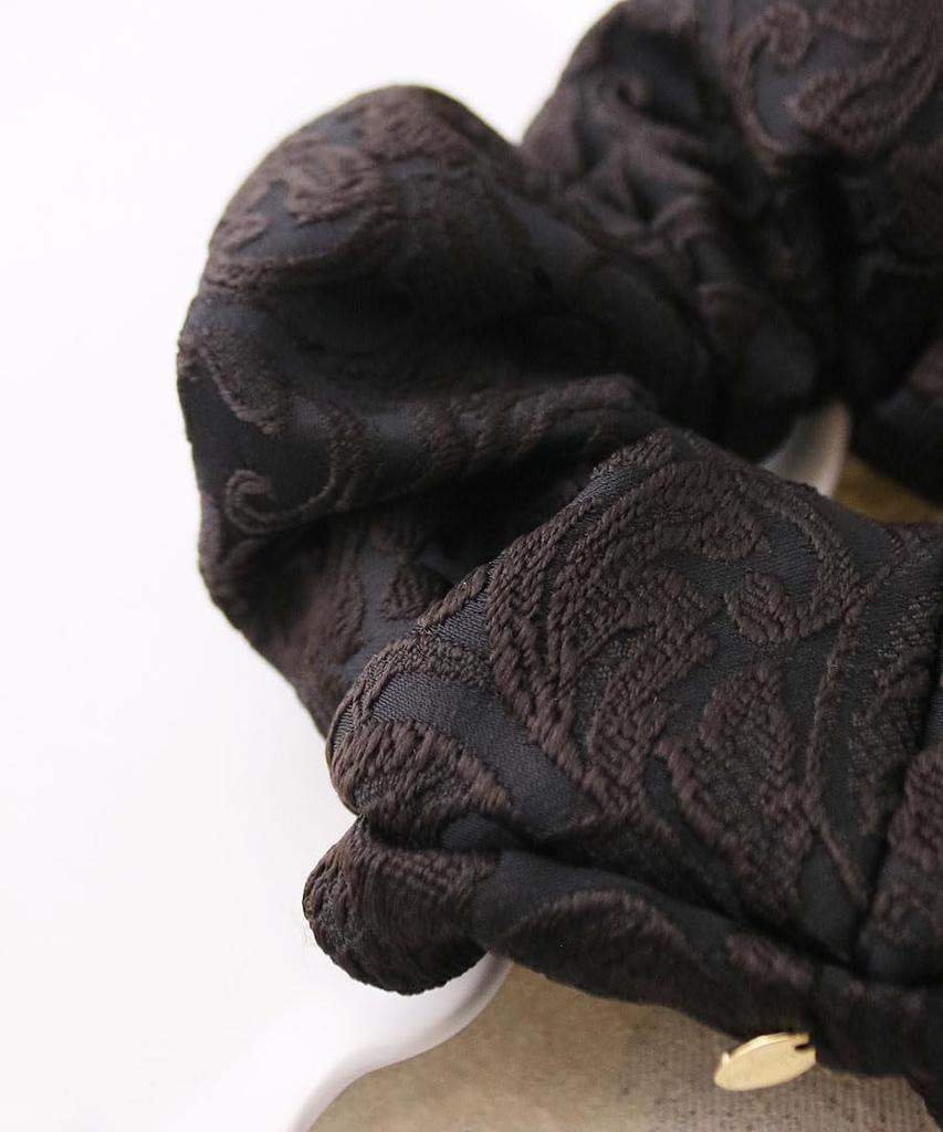 VINGTAINE Embroidered Botanical Scrunchie Hair Tie for Stylish and Cute for Adults Fall/Winter, (HS-196-BR)