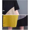 Short Sleeve Patchwork Contrast Color Dresses for Women Loose Casual Vintage Dress Fashion Elegant Clothes Spring Summer 2025