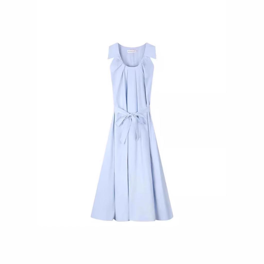 Blue suspender dress children's summer new beautiful bud sleeveless seaside vacation wind beach dress