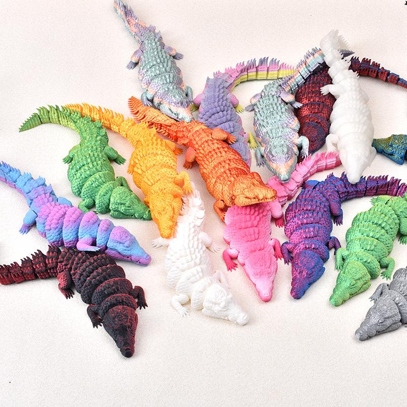 3D Printed Crocodile Can Open Mouth Articulated Body Model Mini Toy Joint Movable Articulated Figurin Desktop Ornament Kids Gift