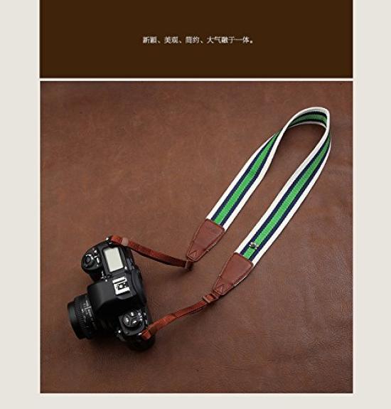 Camera Strap A10 Type CAM8116 Cam-in Basic/Universal B0901, White/Deep Blue/Green, Cotton,