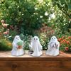 3pcs Garden White Ghost Set Ornaments Halloween Decorations Resin Horror Cute Ghost Sculptures For Indoor Outdoor Garden Yard