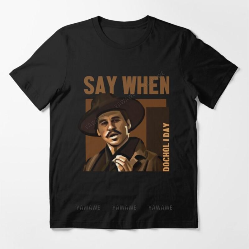 

Male fashion top tees Vintage Movies Doc Holliday Tombstone Character Anime Essential T Shirt MAN COTTON TSHIRT S