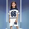 Unisex Kids' Sport Set with Letter Print, Short Sleeve Top and Pants, Round Neck Casual Outfit