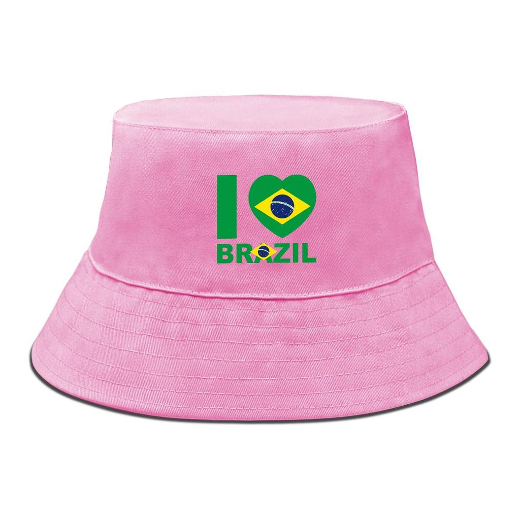 Cappello a Secchiello con Stampa Bandiera del Brasile, Cappello da Pescatore Patriottico Tinta Unita Unisex Colore Caramella Cappello da Spiaggia