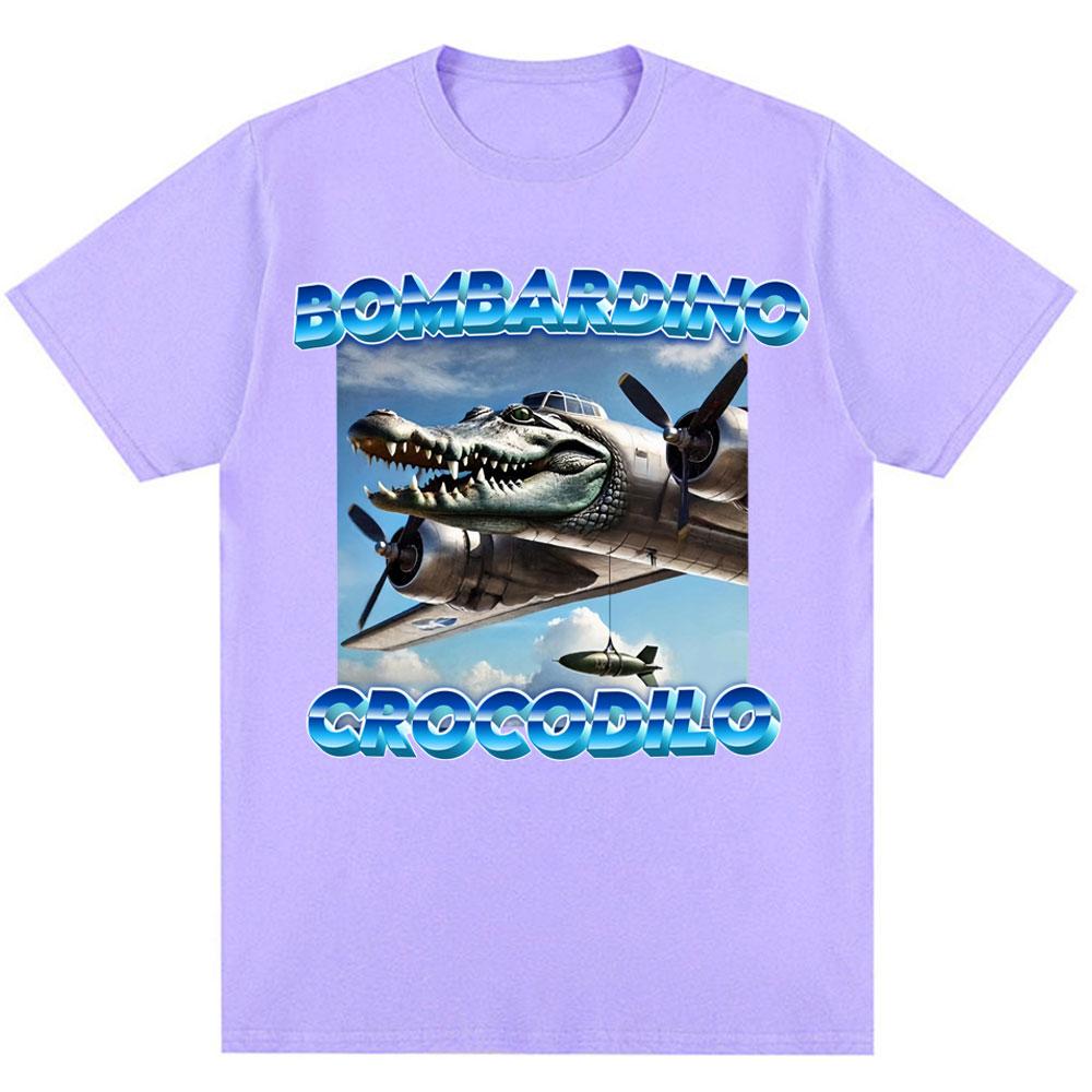 Bombardiro Krokodil Gator Lustiges Meme T-Shirt Humor Italienischer Hirnfraß Vintage Neuheit Geschenk T-Shirts Mode Locker Baumwoll T-Shirts