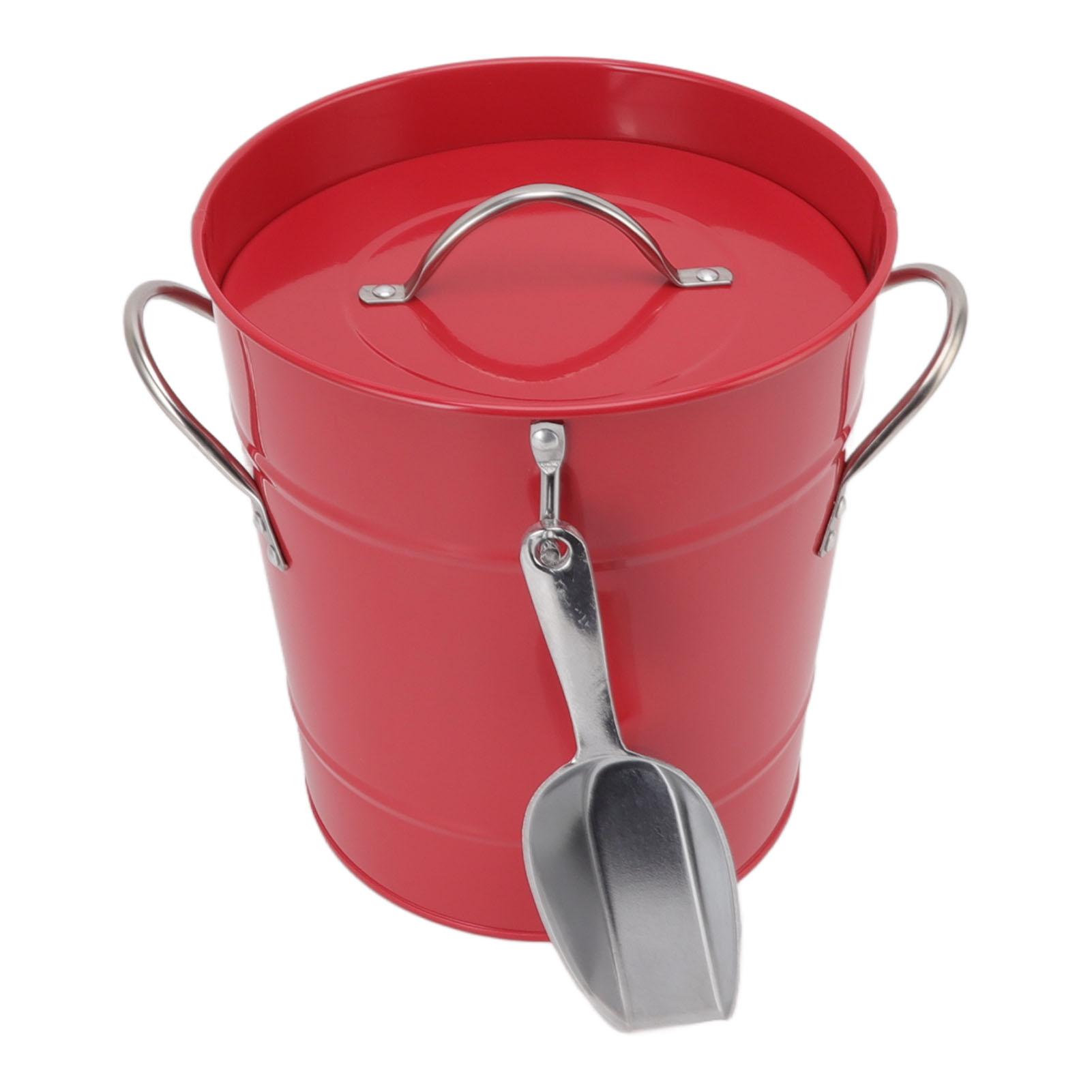 

Ice Bucket Round with Ice Shovel Galvanized Sheet Plastic Beer Chiller Bin for Bar Home червоний