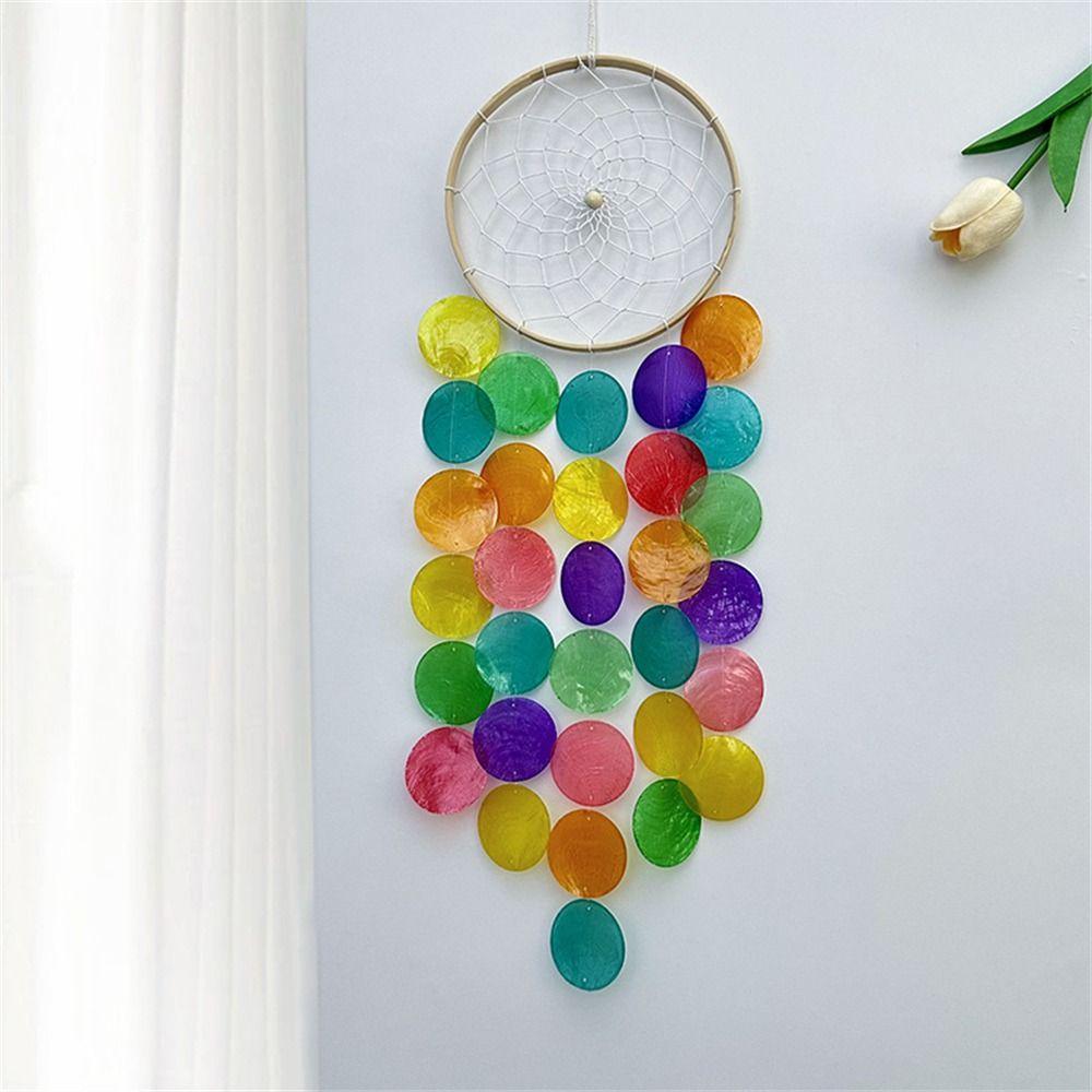 Beautiful Handmade Rainbow Shell Wind Chimes Hanging Home Decor Outdoor Windchimes Seashell Wind Chimes Garden Patio Yard Lawn