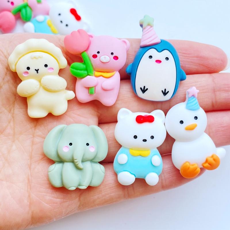 10Pcs New Cute Mini Mixed Cartoon Animals Flat Back Resin Cabochons Scrapbooking DIY Jewelry Craft Decoration Accessorie