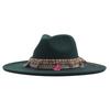 Autumn and Winter Retro Woolen Top Hat Women's New Ethnic Style Jazz Hat European and American Bell-shaped Hip-hop Cm Big Brim Felt Hat