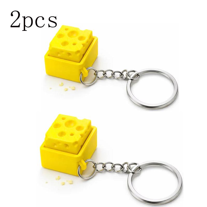 Toys **Mini Cheese KeyChain Keyboard Stress Relief Fidget Button Cheese Keycap Fidget Clicker Keyboard Keychain Pendant Finger