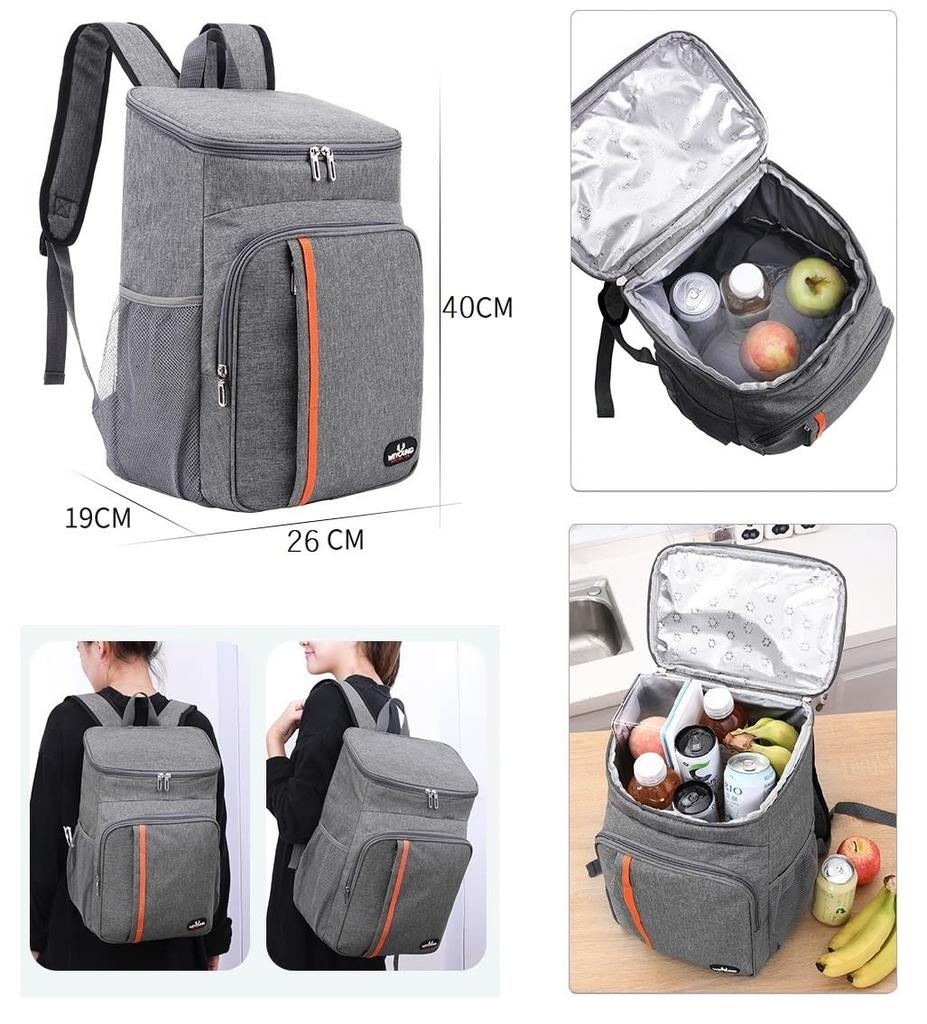 Cold Insulated Thermal Insulated Cooler Soft Cooler 18L Backpack, Bag, Bag, Foldable, Box, (Gray)