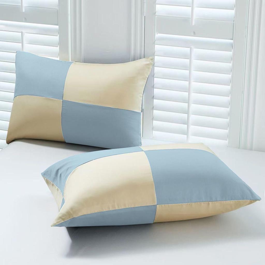 Set of Two Silky Soft Bamboo Fiber Patchwork Pillowcases with a Cool Feel