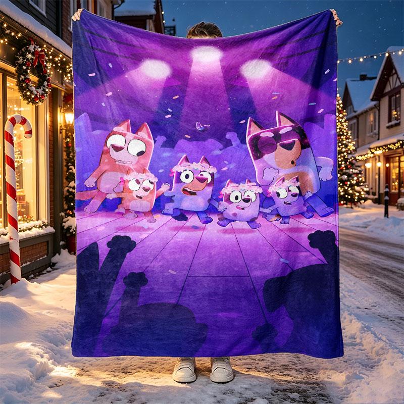 Bluey Pattern Blanket for Home Decoration, Bed, Sofa, Car Travel, Camping, Suitable for All Seasons, Birthday Christmas Gift