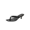 Eckige Zehen-Clip-Sandalen für Damen Sommer neu hochhackige Flip-Flops große Größe schlanker Absatz Damen Outdoor Leder-Slipper