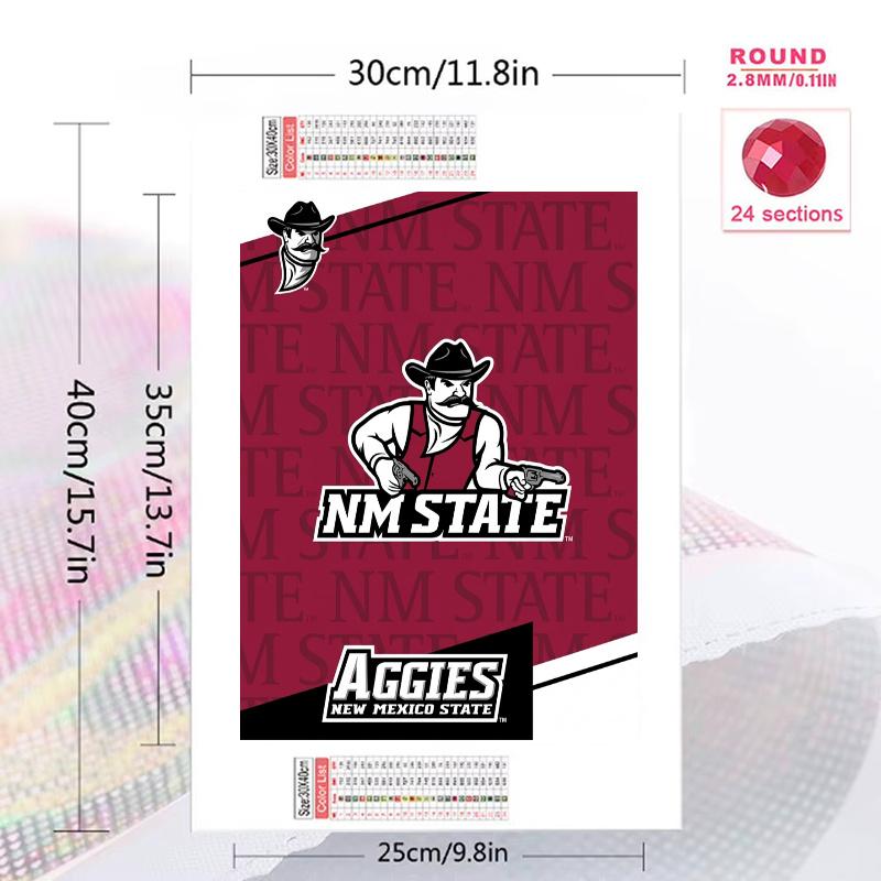 New Mexico St Aggies 100% Round Full Drill 5D DIY Diamond Painting Embroidery Cross Stitch Rhinestone Décor