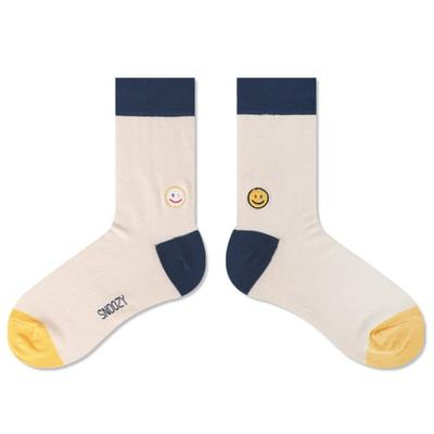 Meias Bordadas SNOOZY Smile 3 (Bege Índigo)