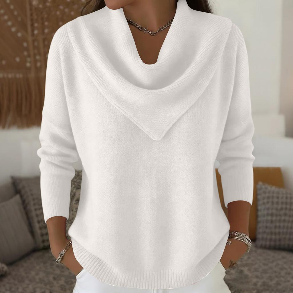 Damen Modischer Einfarbiger Rundhals Langarm Pullover Gestrickter Pullover Top