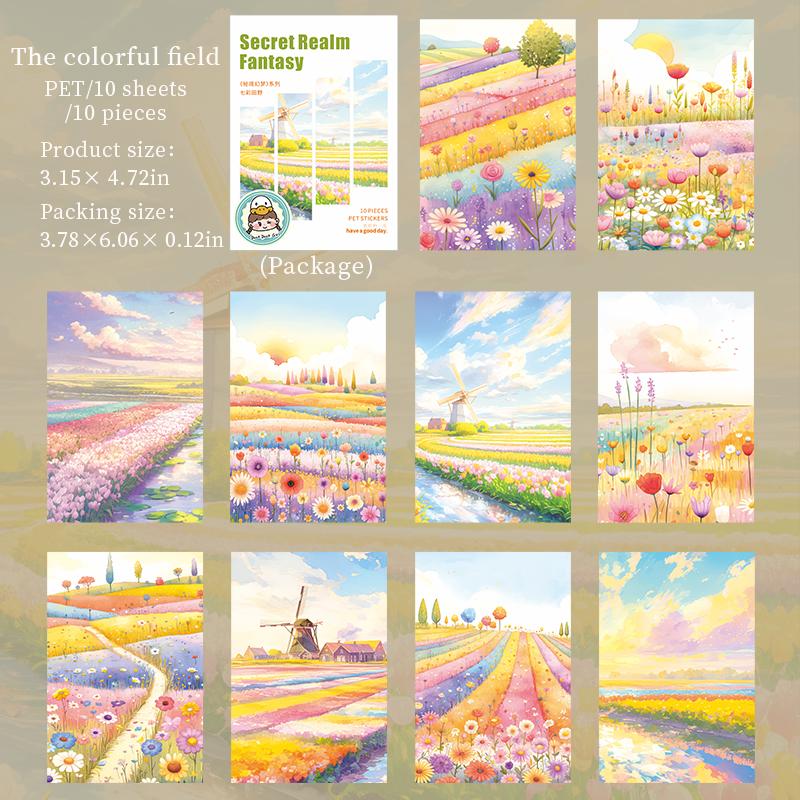 

10 pcs INS Landscape Stickers Pack Collage Handbook Decorative Base Materials Diary Stickers Art Supplies Aesthetic Stationery