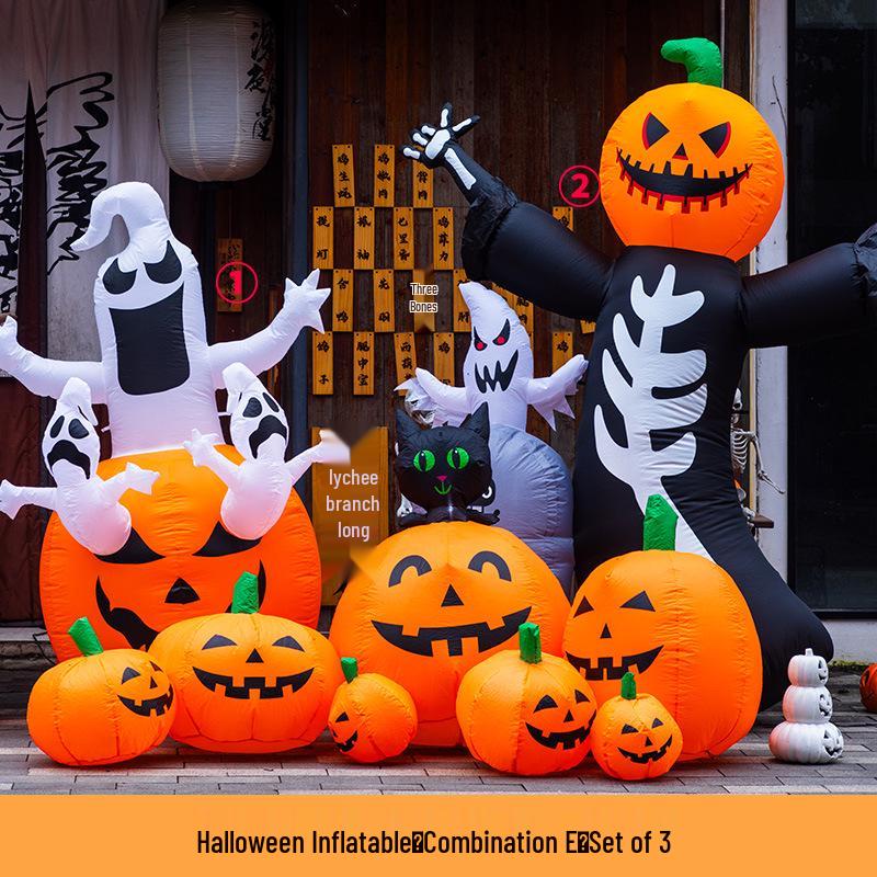 Large Halloween Pumpkin Lantern with Ghost and Spider Décor