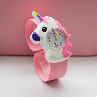 Relógio infantil fofo de unicórnio com pulseira de silicone colorida e desenho animado para meninos e meninas