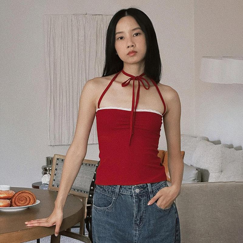 

Приталенная плиссированная блузка, блузка без рукавов M красный