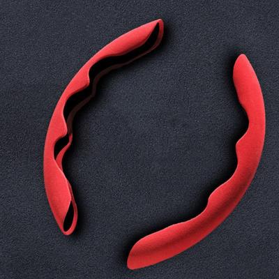 2Pcs Suede Car Steering Wheel Cover Slip Breathable Cover Cardboard Sleeve Applies To All Cars Auto Parts