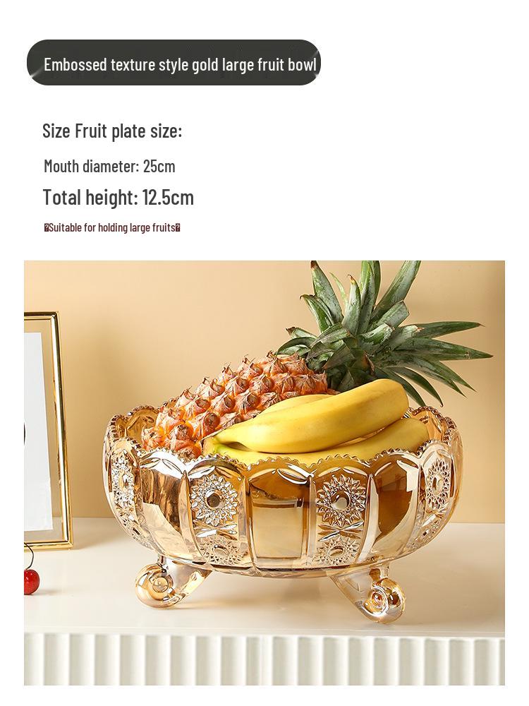 Luxury Crystal Three-Tier Fruit Bowl for Living Room