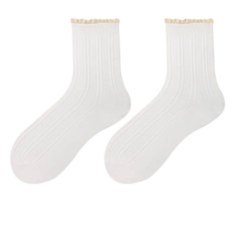 Mori Girl Literary Lace Trim Socks: Korean & British Style, Hollow JK Japanese Academy, Two-Way Ruffle Women's Socks.