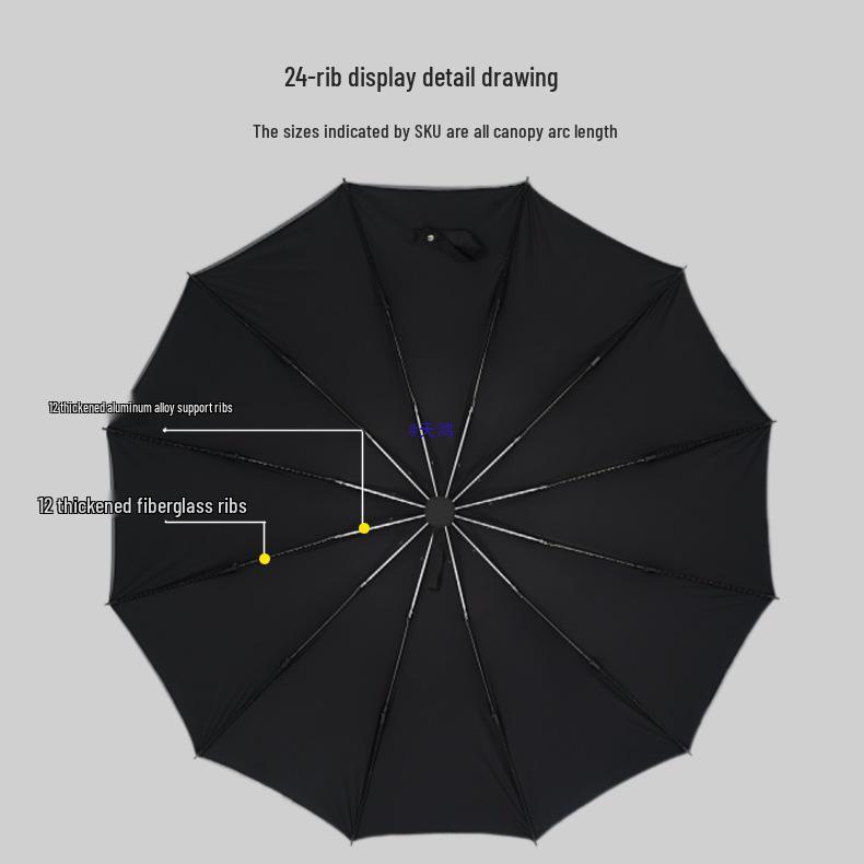 32-Rib Automatic Folding Umbrella, Reinforced Windproof, Dual-Use Sun & Rain Protection for Men
