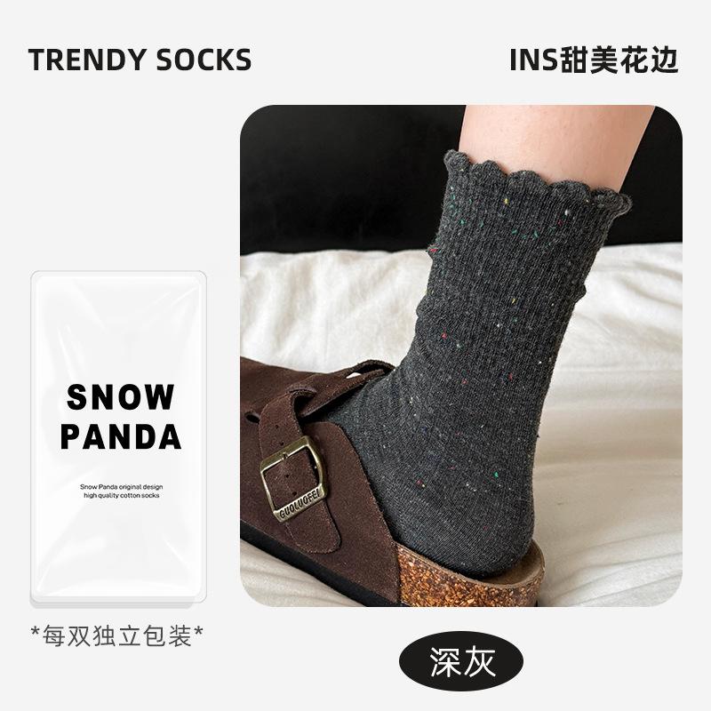 Socks Women's Season Medium Tube Socks Ideas Yarn Lace Stacking Socks Cotton Socks Boneless Women's Socks Versatile Socks Socks Industry