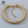 KALEN Gold Color Double Row Stainless Steel Bracelet for Men Hip Hop Cuban Link Necklace Extension Thick Waterproof Jewelry Gift