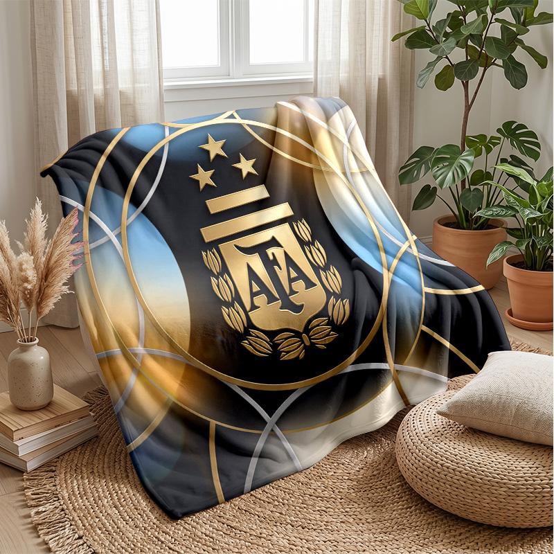 Argentina Football Printed Flannel Blanket Skin Friendly Warm Decorative Throw for Indoor Couch Bed Daily Use