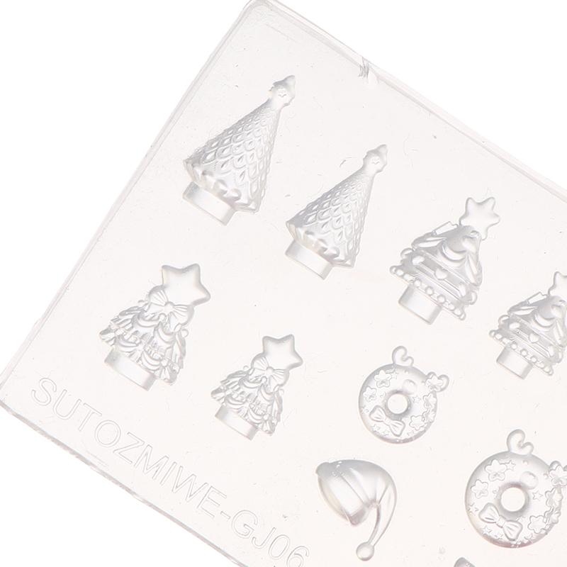3D Silicone Nail Mold For Diy Nail Art Christmas Tree Snowman Bell Gingerbread Man Transparent Design Template Manicure Tool